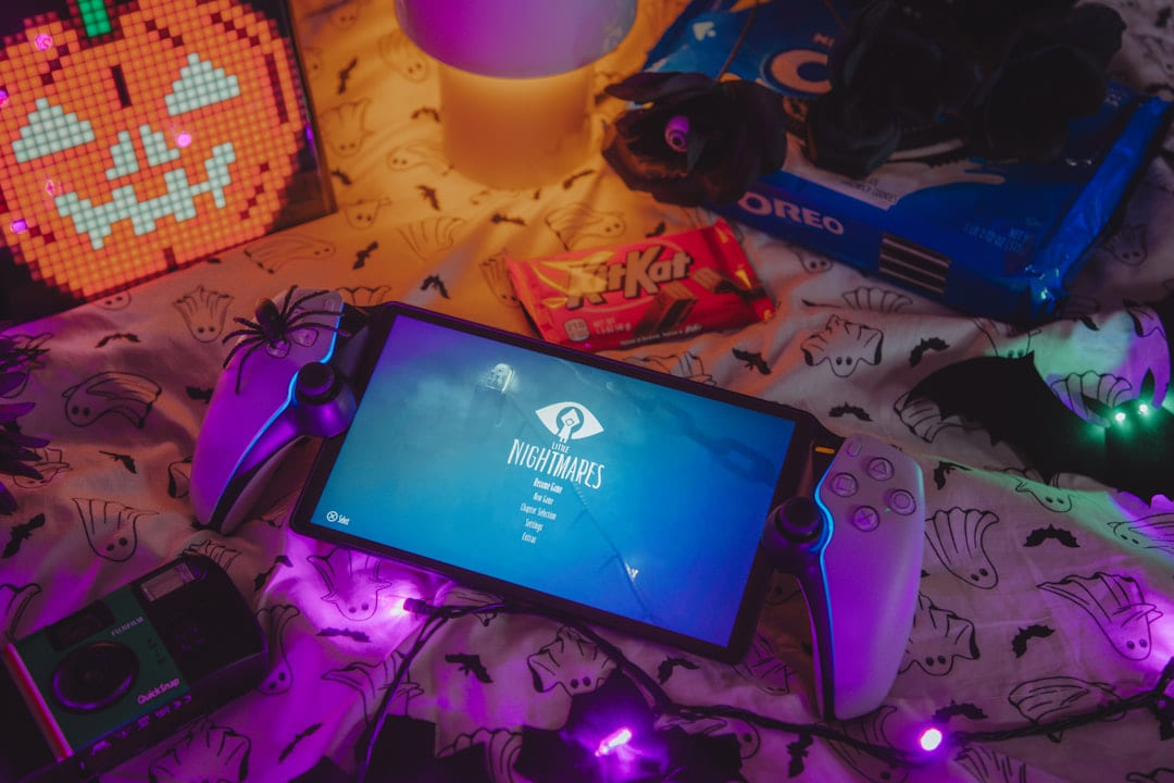 Halloween gaming setup with snacks and lights on Quest on Chain